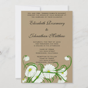 Vintage White Gerber Daisy Flowers Wedding Set Invitation