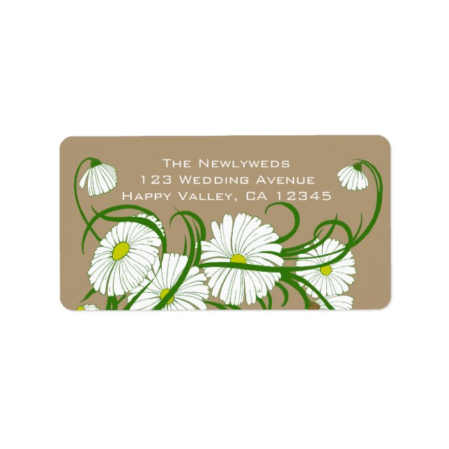 Vintage White Gerber Daisy Flowers Wedding Set Label (Front)