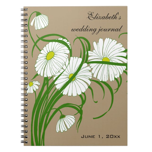 Vintage White Gerber Daisy Flowers Wedding Set Notebook (Front)