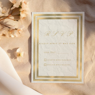 Vintage white gold french floral lace RSVP Invitation