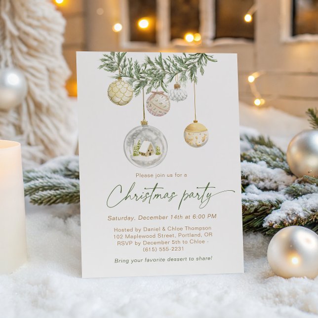 Vintage White Gold ornament Christmas party Invitation (Creator Uploaded)
