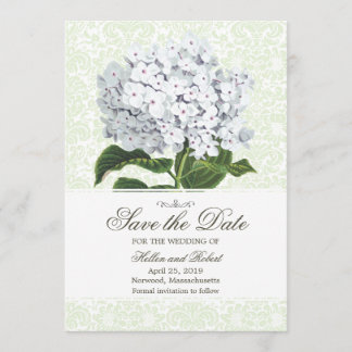 Vintage White Hydrangea Save The Date