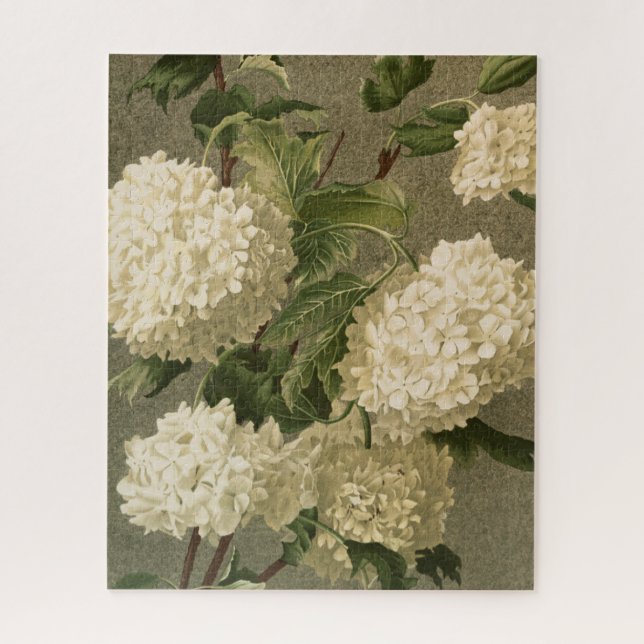Vintage White Hydrangeas Jigsaw Puzzle (Vertical)
