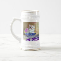 Vintage White Kitten Illustration