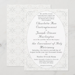 Vintage White Lace Catholic Wedding Invitation