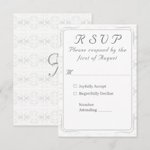 Vintage White Lace Catholic Wedding RSVP Card