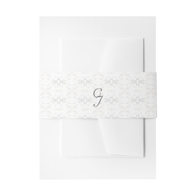 Vintage White Lace Monogrammed Invitation Belly Band (Front Example)