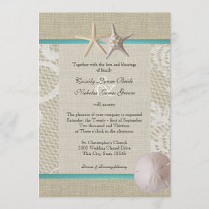 Vintage White Lace Ocean Romance Invitation