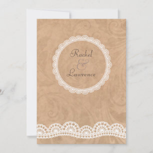 Vintage White Lace Personalized Wedding Invitation
