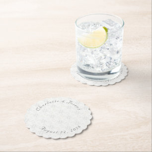 Vintage White Lace Wedding Paper Coaster
