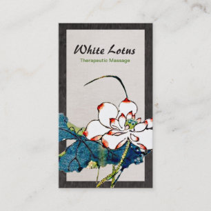Vintage White Lotus Flower Massage Therapist Business Card