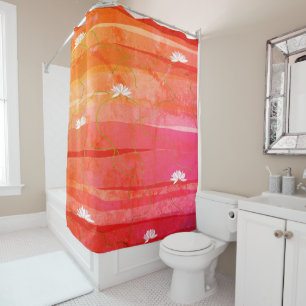 Vintage White Lotus Shower Curtain