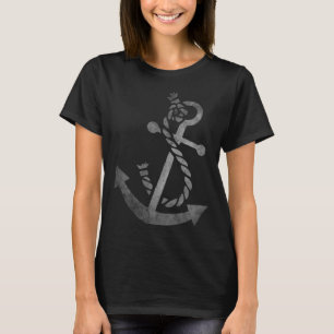 Vintage White nautical anchor boat deep sea ocean  T-Shirt