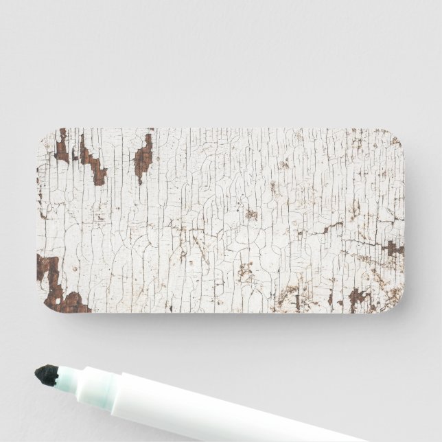 Vintage White Painted Wood Name Tag (In Situ)