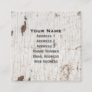 Vintage White Painted Wood Square Business Card