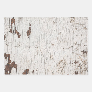 Vintage White Painted Wood Wrapping Paper Sheet