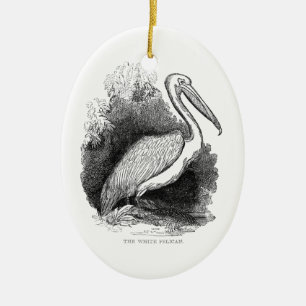 Vintage White Pelican Ceramic Ornament