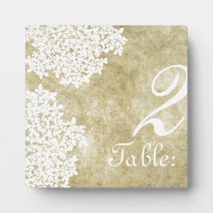 Vintage White Queen Annes Lace Table Number Plaque