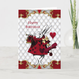Vintage White Rabbit Alice in Wonderland Birthday Card