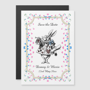 Vintage White Rabbit Alice in Wonderland Date Magnetic Invitation
