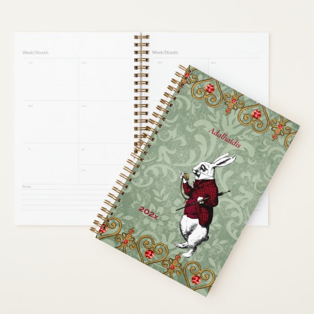 Vintage White Rabbit Alice in Wonderland  Planner (Display)