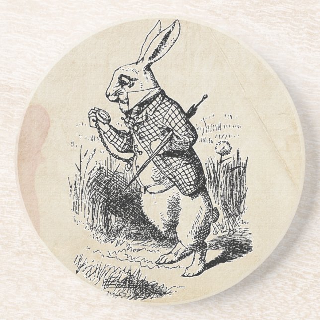 Vintage White Rabbit Coaster (Front)