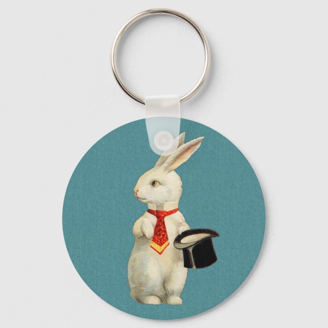 Vintage White Rabbit Keychain (Front)