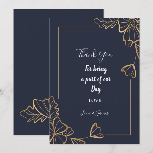 Vintage White Rose thank you Invitation (Front/Back)