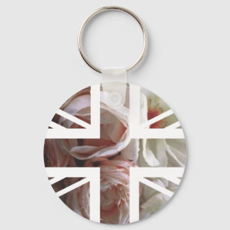 Vintage White Rose Union Jack British(UK) Flag Keychain