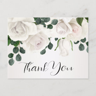 Vintage White Roses 60th Birthday Thank You Postcard