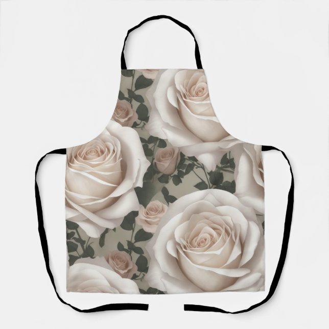 Vintage White Roses Apron (Front)