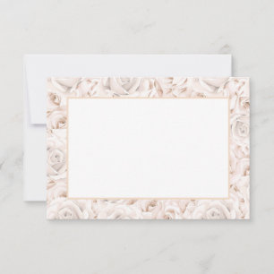 Vintage White Roses Note Card