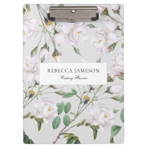 Vintage White Roses Planner Clipboard