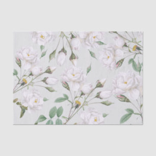 Vintage White Roses Tissue Paper