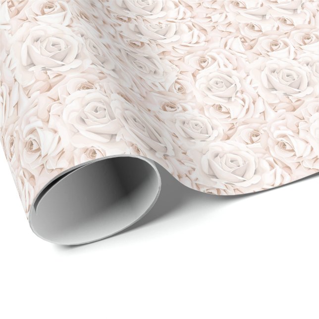 Vintage White Roses Wrapping Paper (Roll Corner)