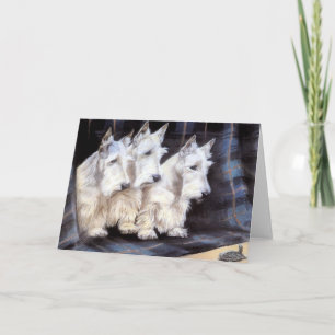 Vintage White Scottish Terriers Scotties Card