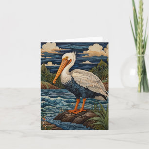 Vintage white sea bird seagull pelican invitation