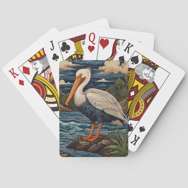 Vintage white sea bird seagull pelican playing cards (Back)
