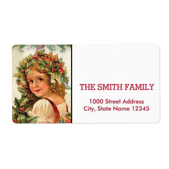Vintage White Snow Glitter Christmas Holiday Label (Front)