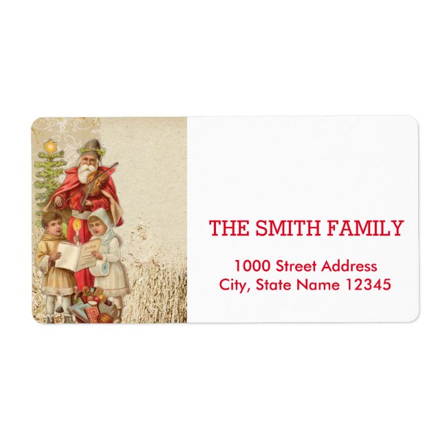 Vintage White Snow Glitter Christmas Holiday Label (Front)