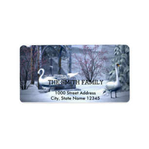 Vintage White Snow Glitter Christmas Tree Holiday Label