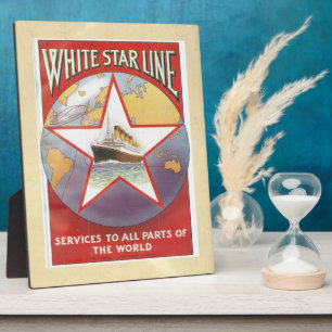Vintage White Star Cruise Ships Advertisement Plaque