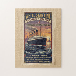 Vintage White Star Line Olympic & Titanic Poster Jigsaw Puzzle