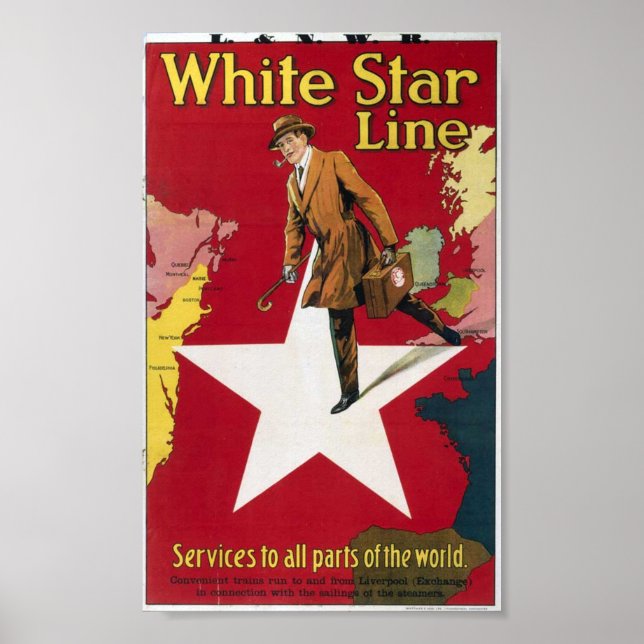 Vintage White Star Line Travel Poster (Front)