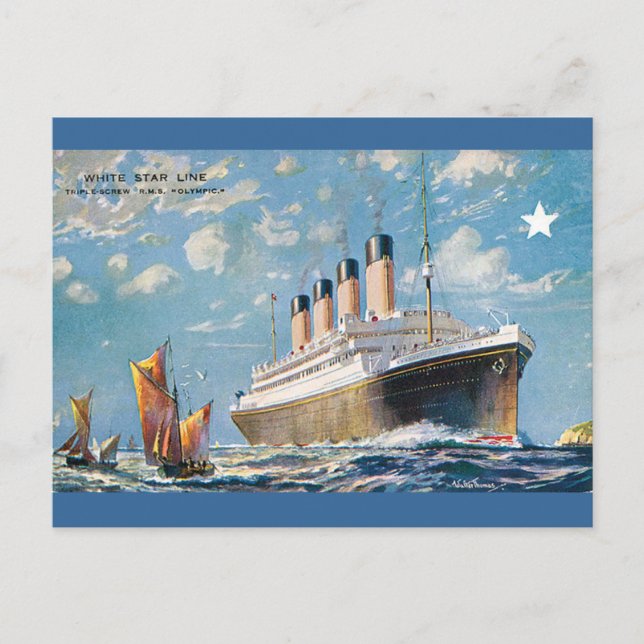 Vintage White Star Olympic Ship Postcard (Front)