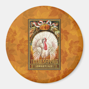 Vintage White Thanksgiving Turkey Magnet