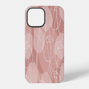 Vintage White Tulips Pink Background iPhone 12 Case