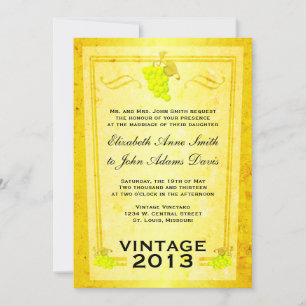 Vintage White Wine Wedding Invitation
