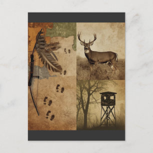 Vintage Whitetail Deer Bow Hunting Postcard
