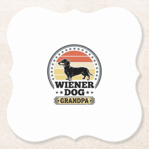 Vintage Wiener Dog Grandpa Dachshund Shirt Design_ Paper Coaster